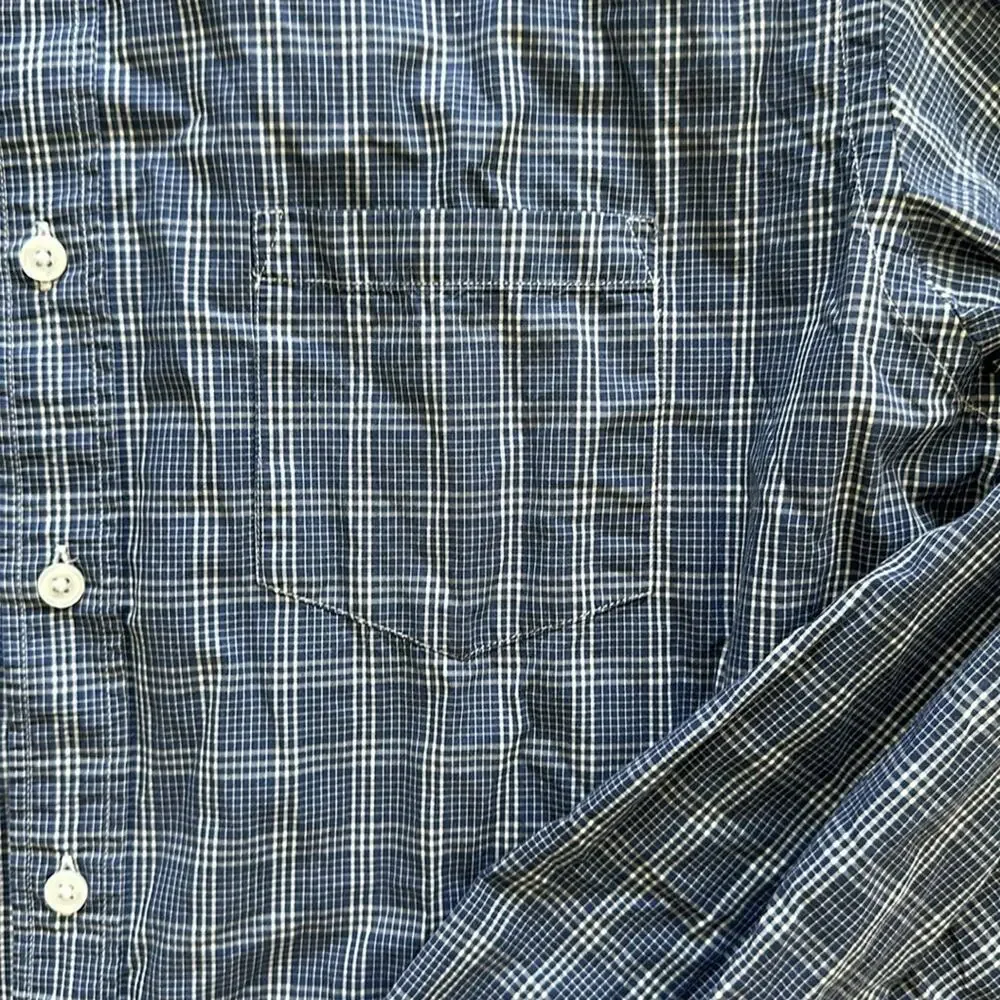 J.Crew Light Weight Button Front Long Sleeve Shirt Blue & White Plaid Size Large